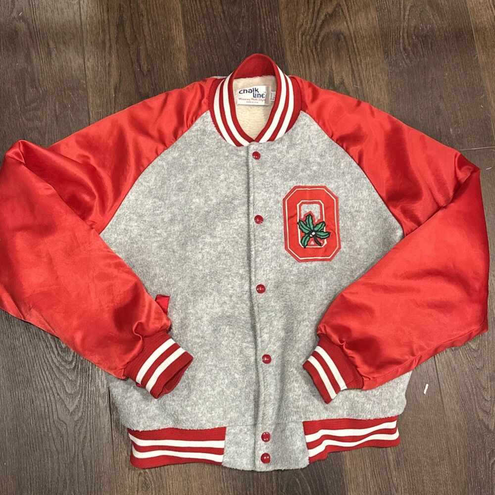 Vintage Chalk Line Ohio State University Buckeyes Satin Jacket; Sz L Fits Small
